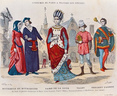 Costumes de cour en France au XIIIe siècle, illustration de 